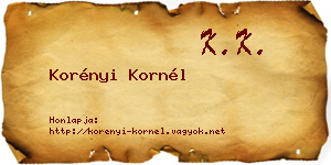 Korényi Kornél névjegykártya